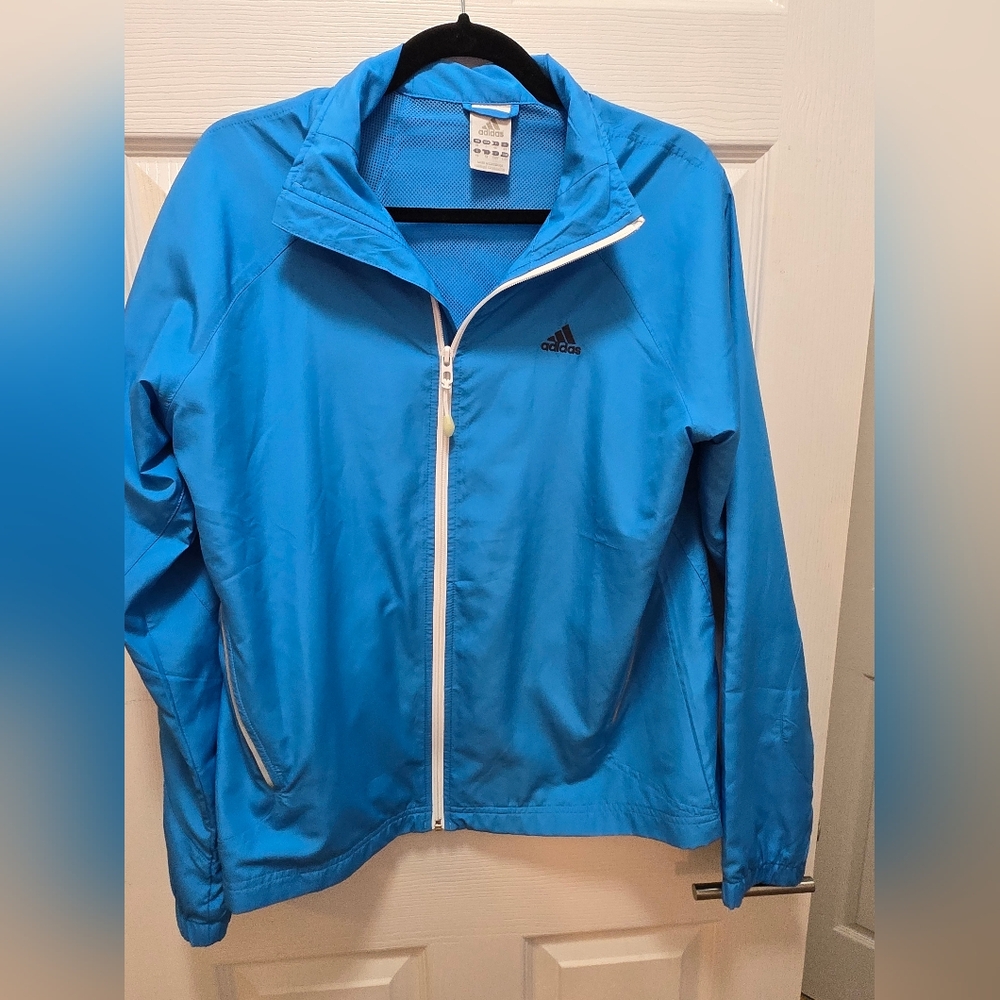 Adidas Women's windbreaker, blue, size Large